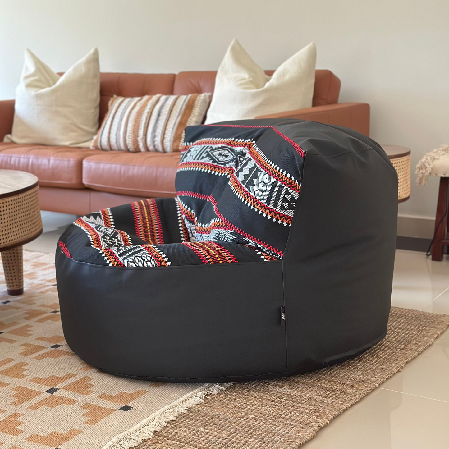 Sadu X Leather Round Chair Bean Bag