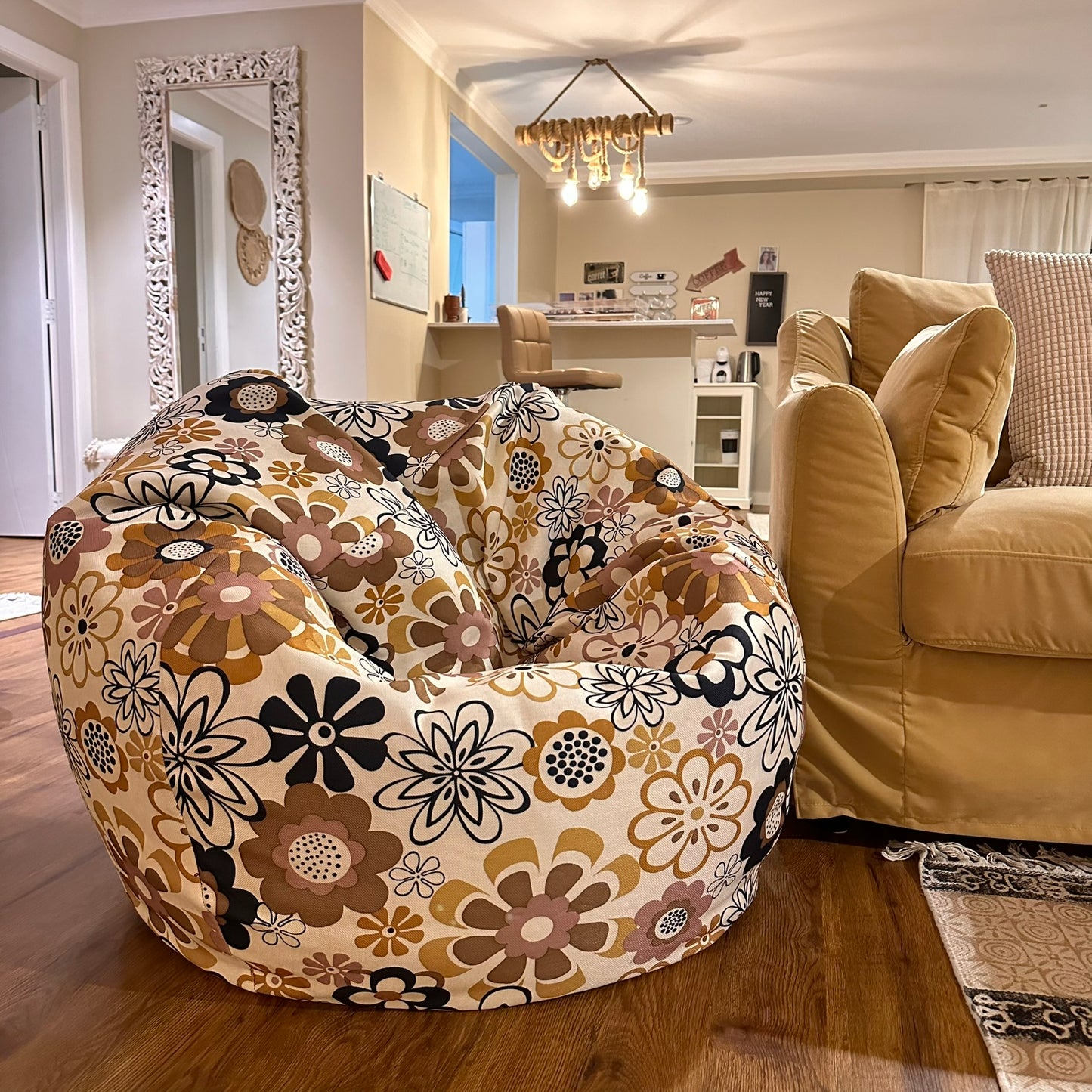 Flowered Circle Bean Bag